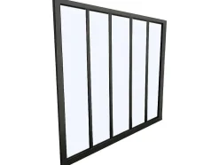 Divisória De Vidro Em Aluminio Termolacado Preto - 150X105 Cm - Bayview