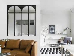 Divisória De Vidro Para Atelie Art Deco Em Aluminio Termolacado De 120X130 Cm Cor Preto - Arcadea