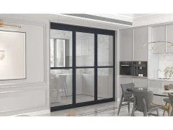 Divisória Envidracada Em Aluminio L88 X A245 Cm Antracite - Altura Ajustavel - Sagar