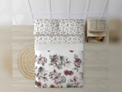 Drap De Dessus 100% Coton 1 Piece Blanc A Fleurs Pastels 220X240