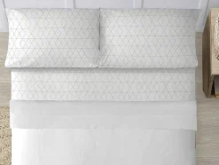 Drap De Dessus 100% Coton 1 Piece Blanc A Motifs Jungle 260 X 240