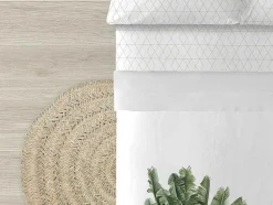 Drap De Dessus 100% Coton 1 Piece Blanc A Motifs Jungle 260 X 240