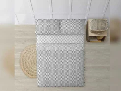 Drap De Dessus 100% Coton 1 Piece Gris A Motifs 155X240