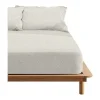 Drap Housse 100% Coton 1 Piece Beige A Triangles 90X200