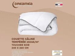 Edredão Caline Toque Seda 240 X 260 Cm 250 G/M Branco Vies Cinza - Biesya