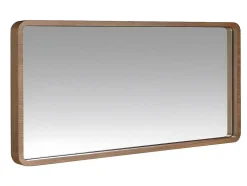Espelho De Parede Rectangular Com Moldura De Madeira Folheada A Nogueira. 3035