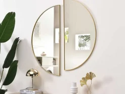 Espelho Semicirculo Design Em Metal C50 X A100 Cm Dourado - Gavra