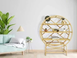 Estante Com 3 Prateleiras Em Rotim E Bambu Cor Natural - Setha