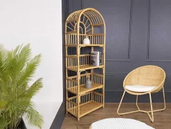 Estante Com 4 Prateleiras Em Rotim Cor Natural - Irisou