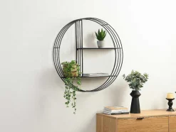 Estante De Parede Em Metal, 2 Prateleiras, Preto - Nacera