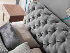 Estofos De Cama Em Tecido Com Efeito Acolchoado Com Estrutura Em Madeira Macica De Pinho. 7029