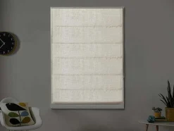 Estore Barco Em Poliester E Linho - 120 X 180 Cm - Bege Mesclado - Dalini
