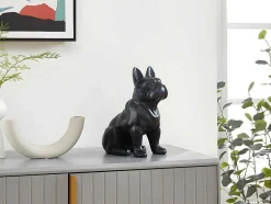 Estátua De Buldogue Em Resina De C. 27 X L. 16 X A. 32 Cm Cor Preto Mate - Doggo
