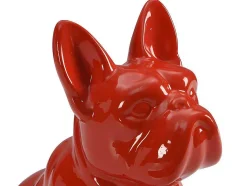 Estátua De Buldogue Em Resina De C. 27 X L. 16 X A. 32 Cm Cor Vermelho - Doggo
