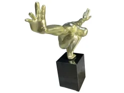 Estátua Decorativa C73 X A57 Cm Em Resina Dourada - Soledad Ii