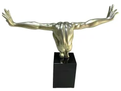 Estátua Decorativa C73 X A57 Cm Em Resina Dourada - Soledad Ii