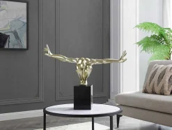 Estátua Decorativa C73 X A57 Cm Em Resina Dourada - Soledad Ii