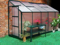 Estufa De Jardim Com Apoio De Parede Em Policarbonato De 3.7 M Calice Ii Com Base - Verde