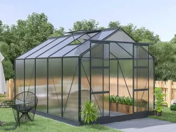Estufa De Jardim Em Policarbonato De 9 M Corolle Ii Com Base - Cinza Antracite