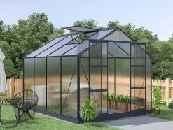 Estufa De Jardim Em Policarbonato De 7.5 M Greenea Ii Com Base - Antracite