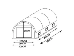 Estufa Em Tunel Ipomea 9M - Comp.300 X Larg.300 X Alt.200 Cm