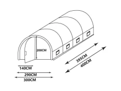 Estufa Estilo Tunel Com Estrutura Em Aco E Porta 12 M , C300 X L400 X A200 Cm - Alocasia