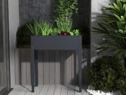 Floreira Com Pernas Em Aco Cinza De C70 X L30 X A80 Cm - Ygos