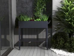 Floreira Com Rodizios Em Aco Cinza De C90,5 X L43 X A83 Cm - Melisse