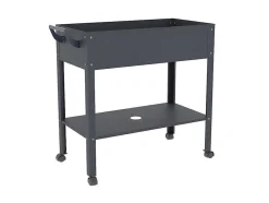 Floreira Com Rodizios Em Aco Cinza De C90,5 X L43 X A83 Cm - Melisse