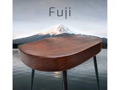 Fuji - Conjunto De 4 Bancos De Metal Com Assento De Madeira De Olmo Macico