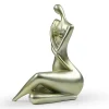 Grande Estátua De Mulher Em Resina C39 X L30 X A56 Cm Dourado - Lonisia