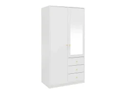 Guarda-Roupa 2 Portas E 3 Gavetas Com Espelho C100 Cm Branco - Notiari