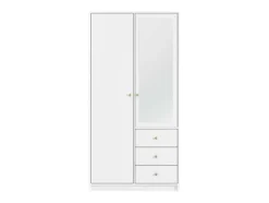 Guarda-Roupa 2 Portas E 3 Gavetas Com Espelho C100 Cm Branco - Notiari