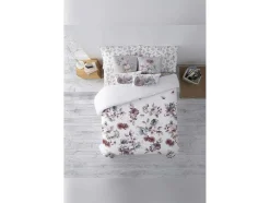 Housse De Couette 100% Coton 1 Piece Blanc A Motifs Fleuris 140X240