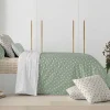 Housse De Couette 100% Coton 1 Piece Vert A Pois Blancs 260X240