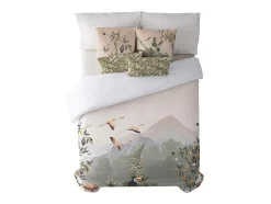 Housse De Couette 100% Coton 1 Piece Rose Paysage 155X240