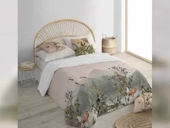 Housse De Couette 100% Coton 1 Piece Rose Paysage 155X240