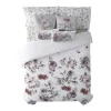 Housse De Couette 100% Coton 1 Piece Blanc A Motifs Fleuris 180X240