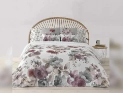 Housse De Couette 100% Coton 1 Piece Blanc A Motifs Fleuris 180X240