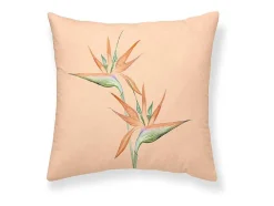 Housse De Coussin 100% Coton 1 Piece Rose Saumon A Fleurs 50X50
