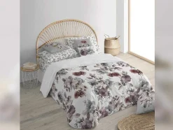 Housse De Coussin 100% Coton 1 Piece Gris A Motif Floral 50X50