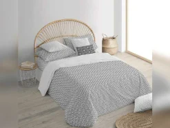 Housse De Coussin 100% Coton 1 Piece Gris Imprime Geometrique 50X50