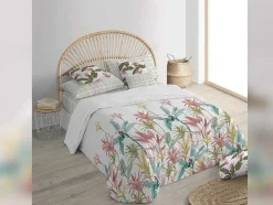 Housse De Coussin 100% Coton 1 Piece Blanc A Motifs Floraux 50X50