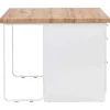 Ilha Central De Cozinha Com 6 Gavetas Em Mdf E Metal Branco E Natural Claro - Alegrita