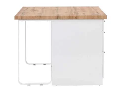 Ilha Central De Cozinha Com 6 Gavetas Em Mdf E Metal Branco E Natural Claro - Alegrita