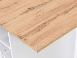 Ilha Central De Cozinha Com 6 Gavetas E 4 Nichos Em Mdf Natural Claro E Branco - Pomarela