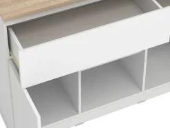 Ilha Central De Cozinha Com 2 Portas, 1 Gaveta E 2 Nichos, Branco E Natural Claro - Tunori