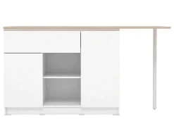 Ilha Central De Cozinha Com 2 Portas, 1 Gaveta E 2 Nichos, Branco E Natural Claro - Tunori