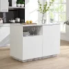 Ilha Central De Cozinha Com 2 Portas E 1 Nicho Em Mdf, Efeito Marmore Branco - Corelina