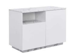 Ilha Central De Cozinha Com 2 Portas E 1 Nicho Em Mdf, Efeito Marmore Branco - Corelina